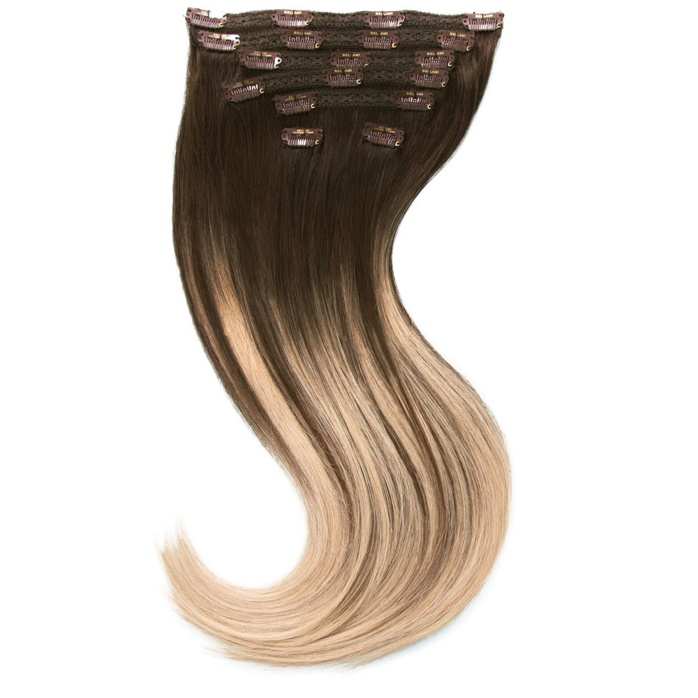 BALAYAGE HAIR EXTENSIONS #2 DARK BROWN- #18 DIRTY BLONDE 22 INCHES - 220 GRAMS-1